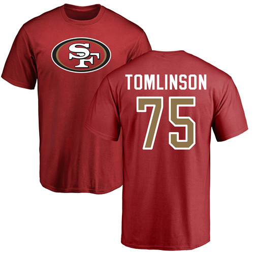 Men San Francisco 49ers Red Laken Tomlinson Name and Number Logo #75 NFL T Shirt